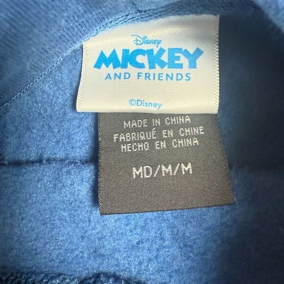 Disney Mickey Mouse Hoodie Men's Medium Blue Cotton Casual Drawstring Pullover - Picture 6 of 7
